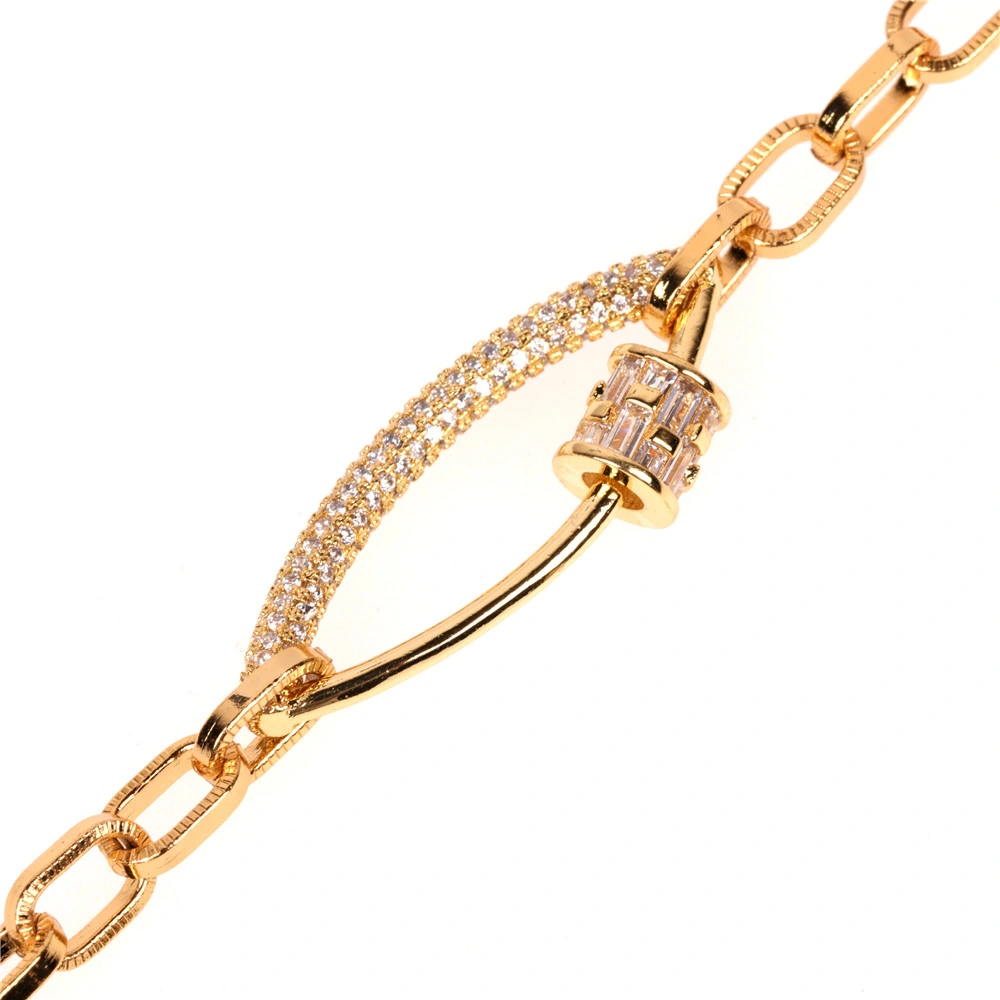 Hot-Selling Factory Price Gold Plated AAA Zircon Crystal Copper Link Chain Bracelet