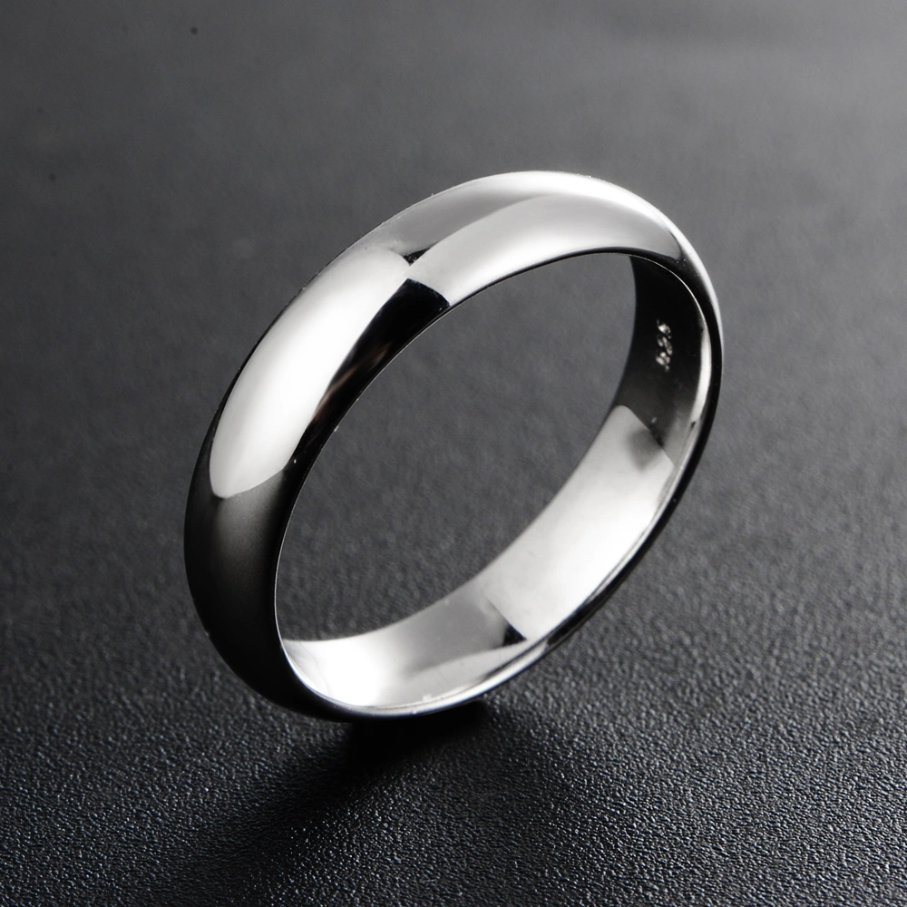 925 Sterling Silver Rhodium Plated Women Man Wedding Band Ring