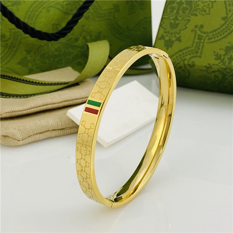 Stainless Steel Gold Plating 3mm 5mm Width Luxury Wristband Bangle Wedding Female Jewelry Cuff Gg Bracelets for Women