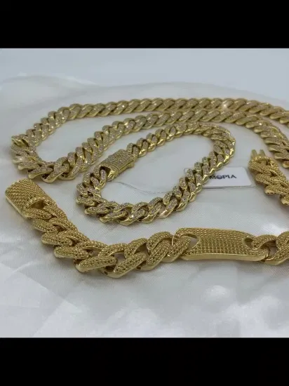 2022 Novo Hip Hop Iced Out Cuban Link Chain Figaro Colar