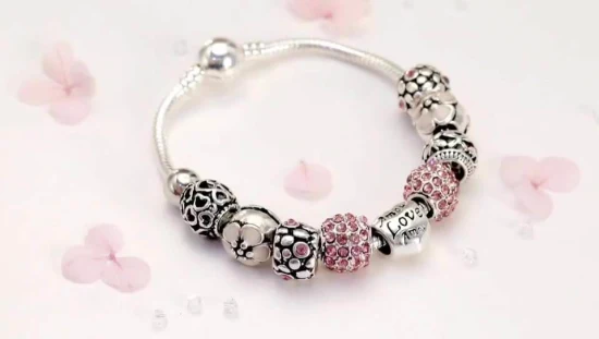 Pulseira de flores com miçangas de zircônia cúbica para mulheres e meninas